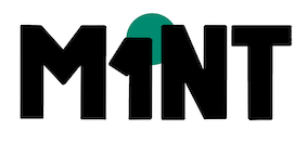 Logoschriftzug mit dem Wort MINT, das "i" ist als 1 dargestellt mit mintfarbenem Punkt dahinter und soll das Wort "first" abbilden.