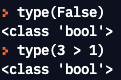 type-Funktion Python mit Boole'schen Werten 