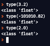 Verschiedene Gleitkommazahlen (floats) in Python und type-Funktion