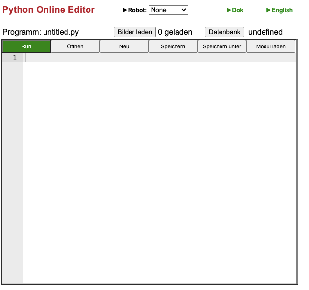 Python Online Editor von python-online.ch (Screenshot 05.08.21)