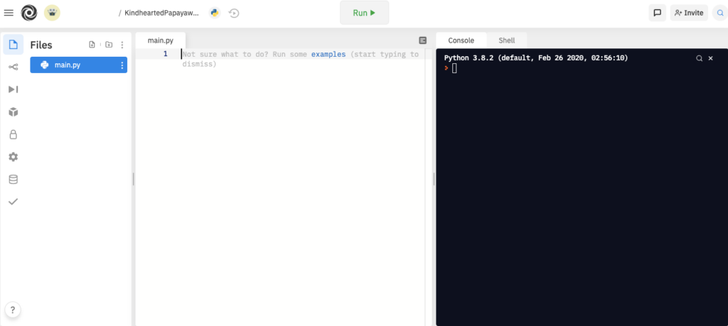kollaborative Browser-IDE Python von repl.it (Screenshot 05.08.2021)