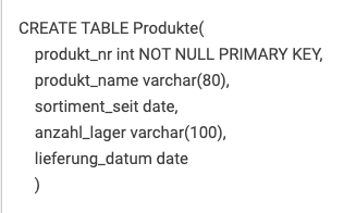 Tabelle (Relation) in SQL erstellen - MINT first.